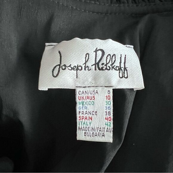 Joseph Ribkoff Wire Ruffle Neck with Rhinestone Zip Front Jacket Size 8 - Picture 7 of 9